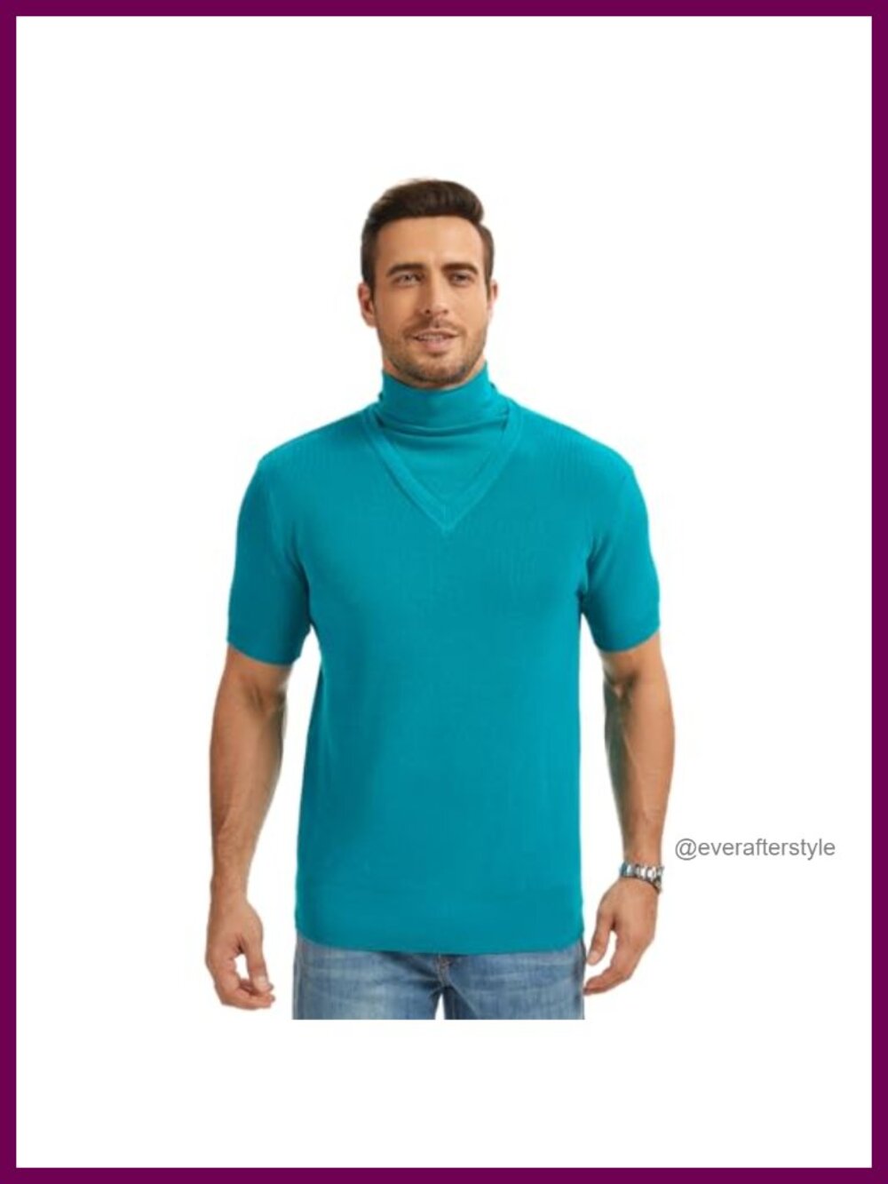 Men's Knit Sweater Halloween Cosplay Pullover Short Sleeve Turtleneck Top
